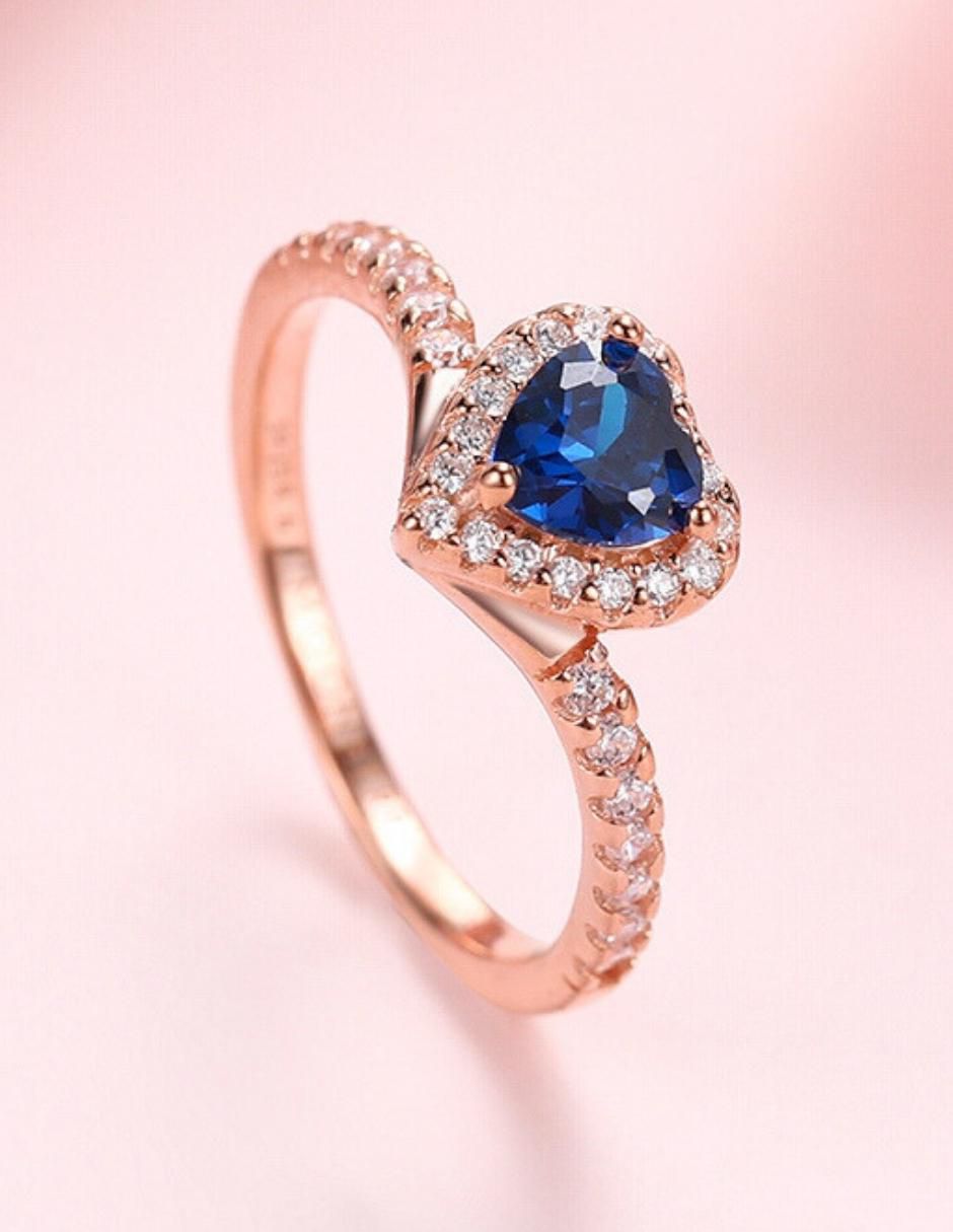 Anillo de corazón Eternity Moments de plata vermeil P 925 zirconia cúbica con acabado baño de oro rosa
