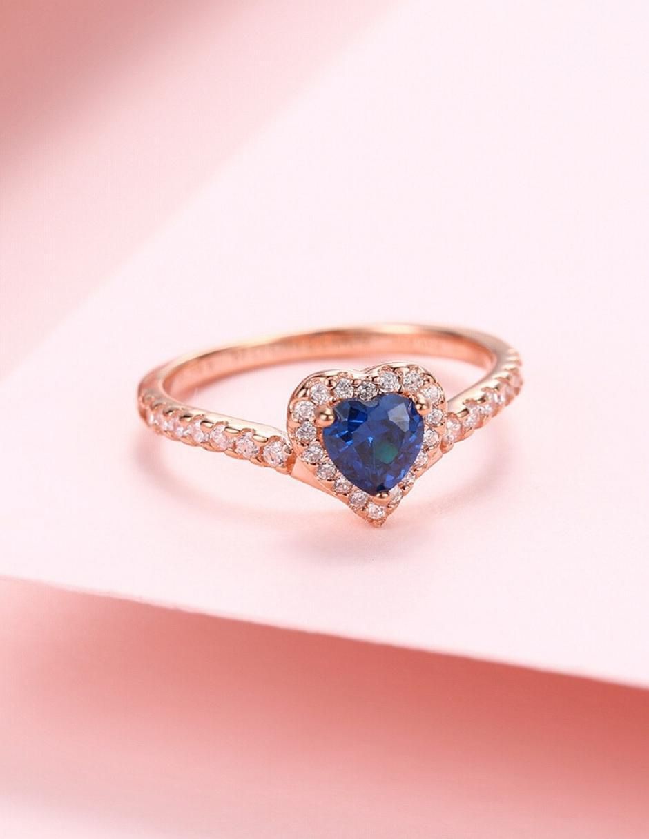Anillo de corazón Eternity Moments de plata vermeil P 925 zirconia cúbica con acabado baño de oro rosa 9