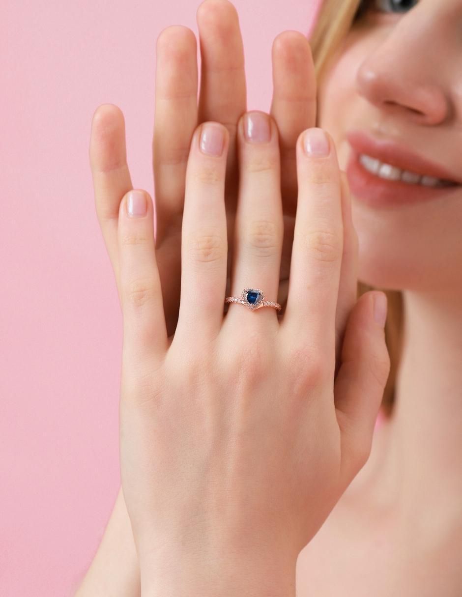 Anillo de corazón Eternity Moments de plata vermeil P 925 zirconia cúbica con acabado baño de oro rosa 12