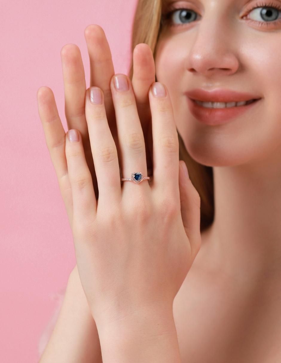 Anillo de corazón Eternity Moments de plata vermeil P 925 zirconia cúbica con acabado baño de oro rosa 11