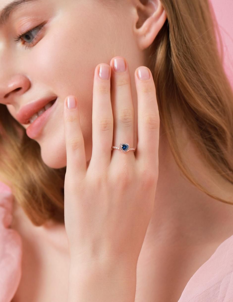 Anillo de corazón Eternity Moments de plata vermeil P 925 zirconia cúbica con acabado baño de oro rosa 7