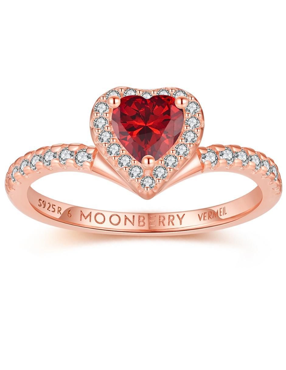 Anillo de corazón Eternity Moments de plata vermeil P 925 zirconia cúbica con acabado baño de oro rosa 7