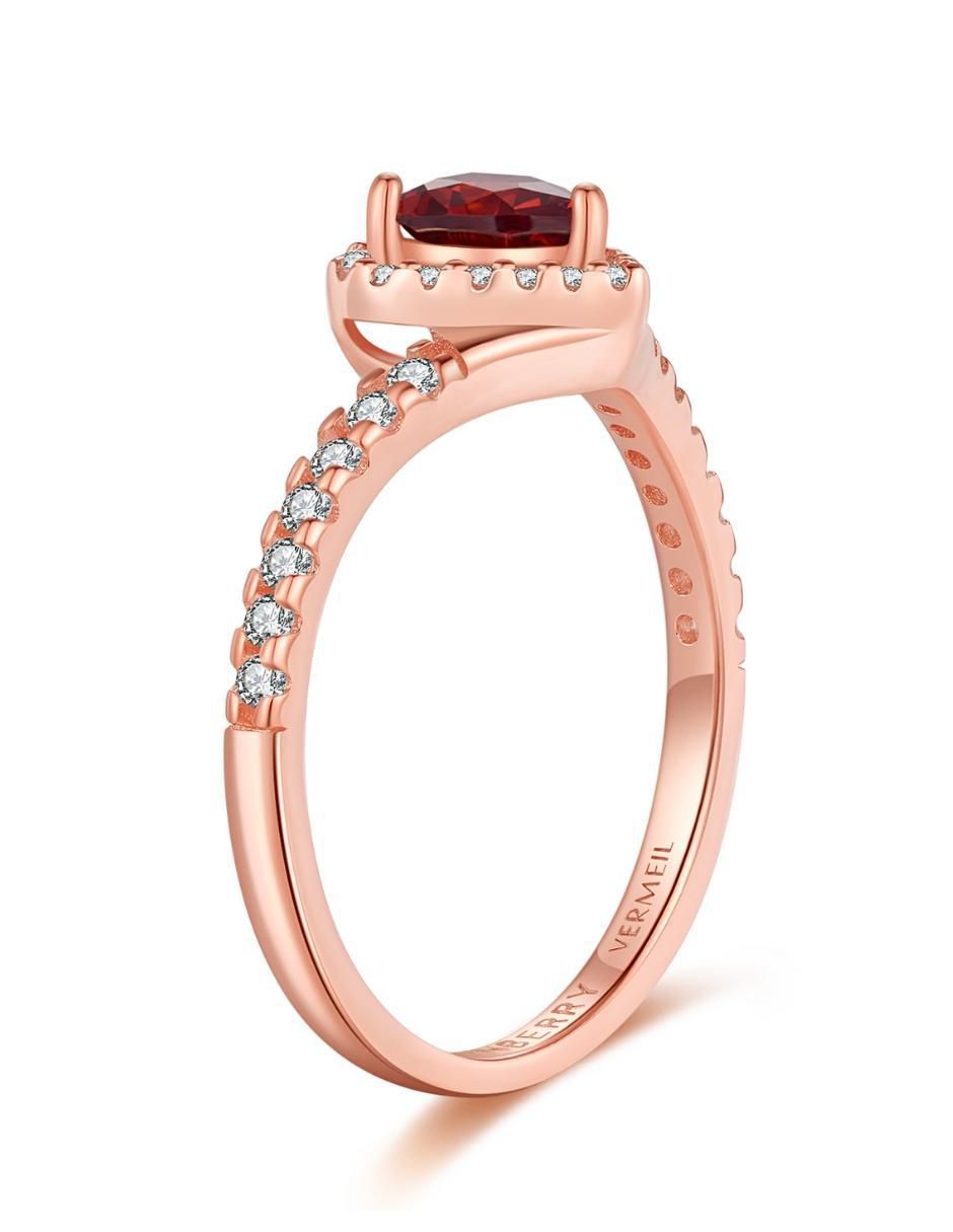 Anillo de corazón Eternity Moments de plata vermeil P 925 zirconia cúbica con acabado baño de oro rosa