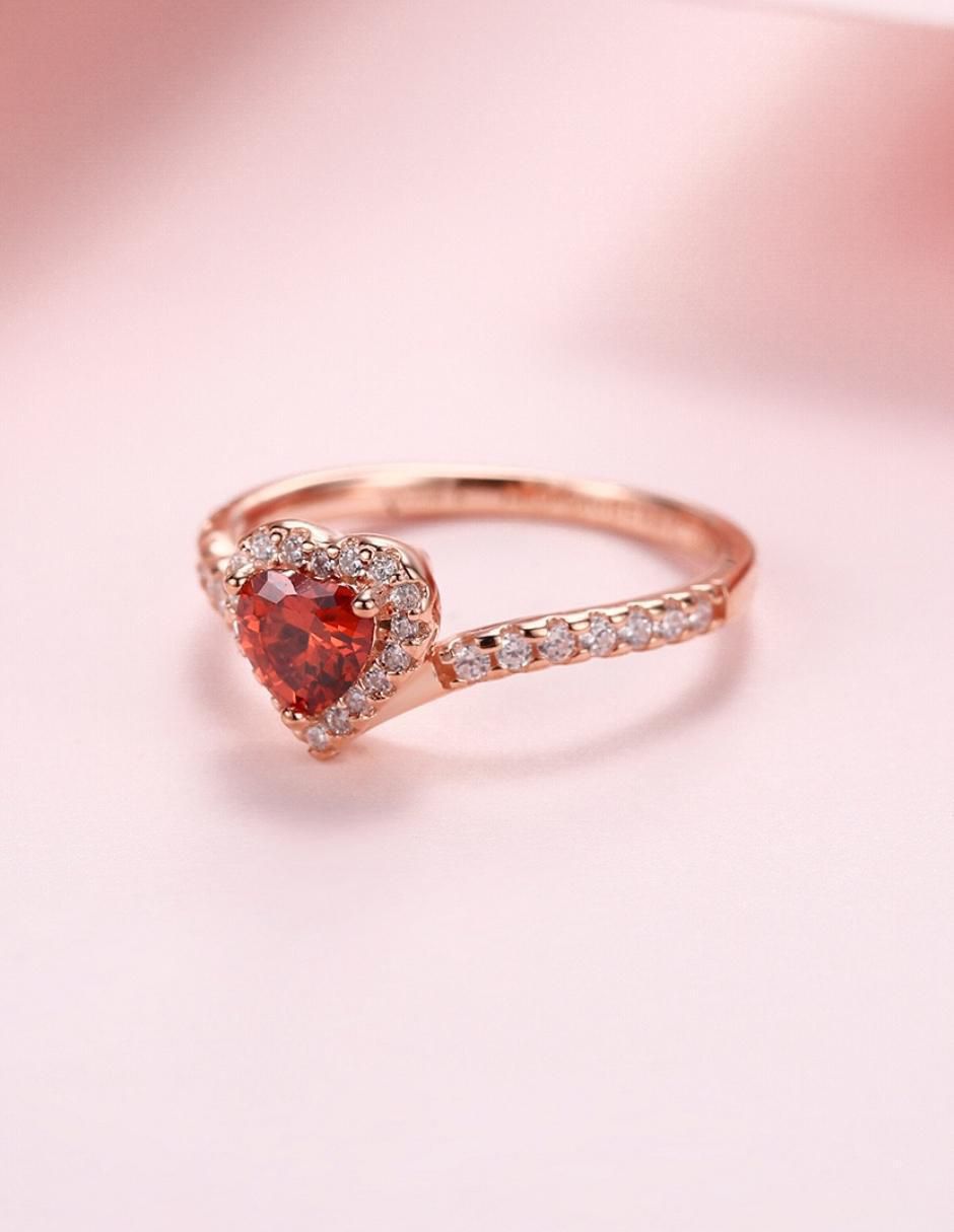 Anillo de corazón Eternity Moments de plata vermeil P 925 zirconia cúbica con acabado baño de oro rosa