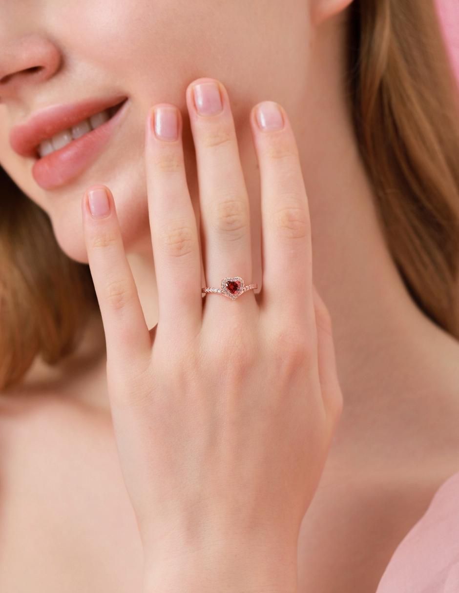 Anillo de corazón Eternity Moments de plata vermeil P 925 zirconia cúbica con acabado baño de oro rosa 8