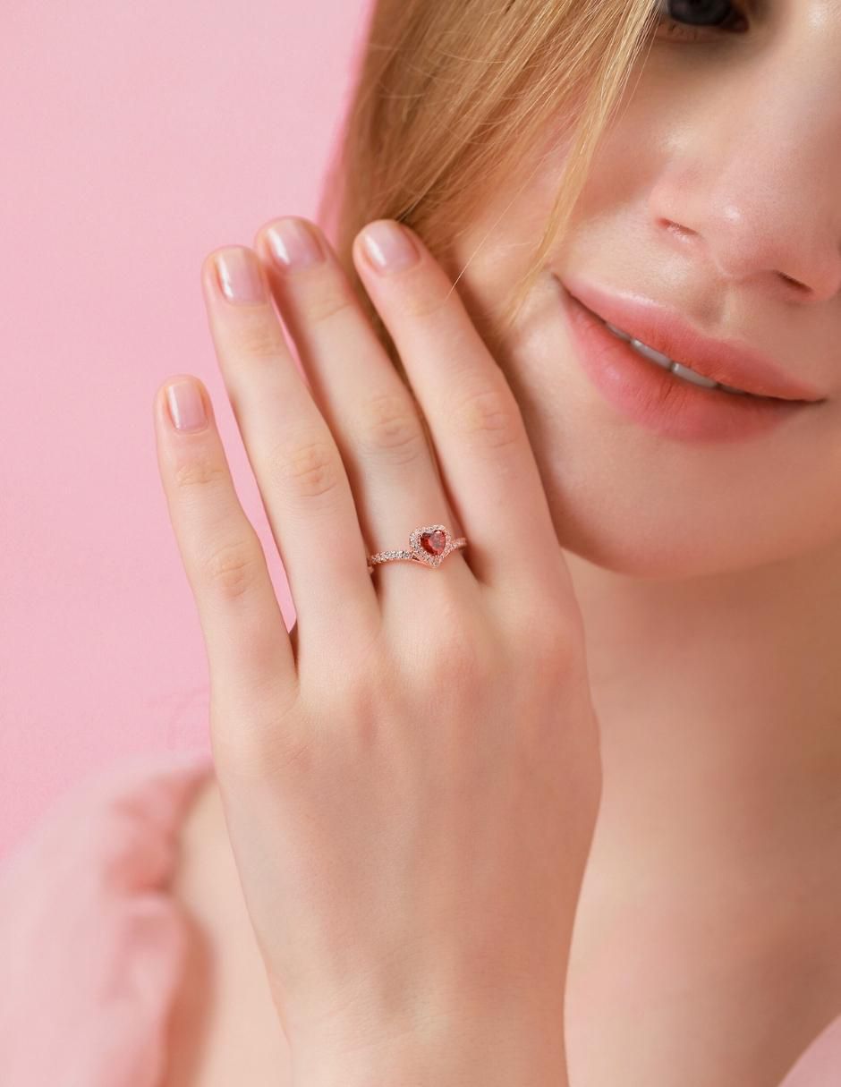 Anillo de corazón Eternity Moments de plata vermeil P 925 zirconia cúbica con acabado baño de oro rosa 11