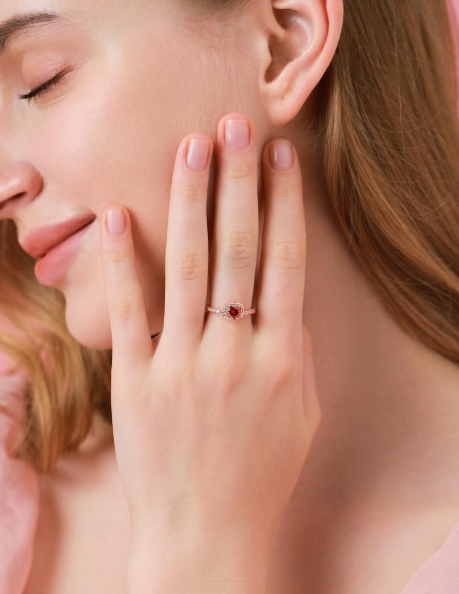 Anillo de corazón Eternity Moments de plata vermeil P 925 zirconia cúbica con acabado baño de oro rosa