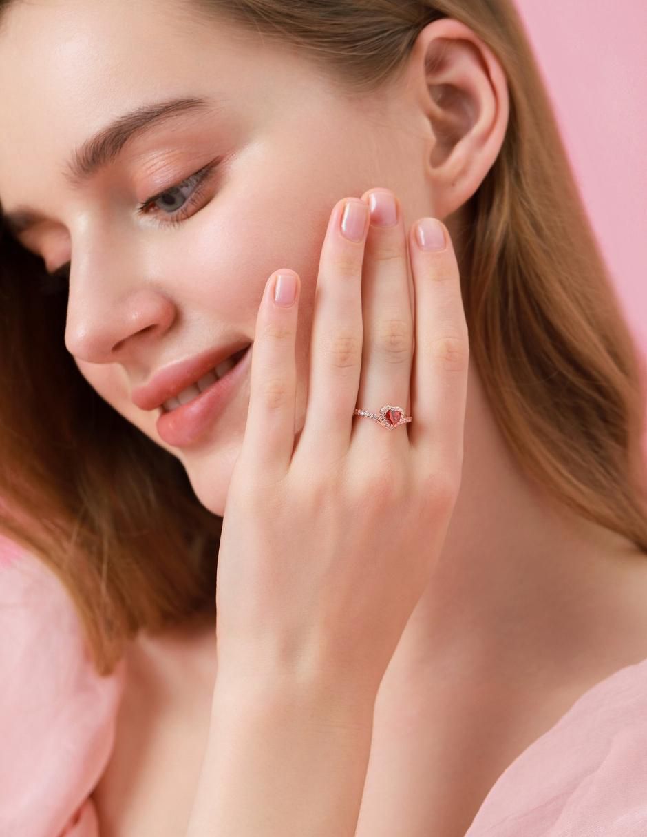 Anillo de corazón Eternity Moments de plata vermeil P 925 zirconia cúbica con acabado baño de oro rosa 6