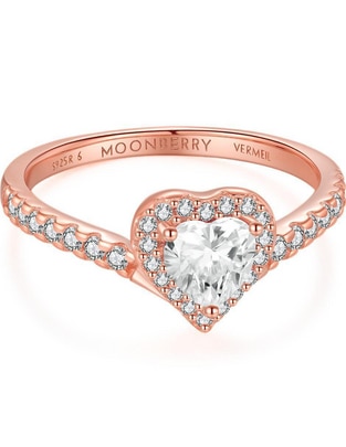 Anillo de corazón Eternity Moments de plata vermeil P 925 zirconia cúbica con acabado baño de oro rosa Anillo de corazón Eternity Moments de plata vermeil P 925 zirconia cúbica con acabado baño de oro rosa
