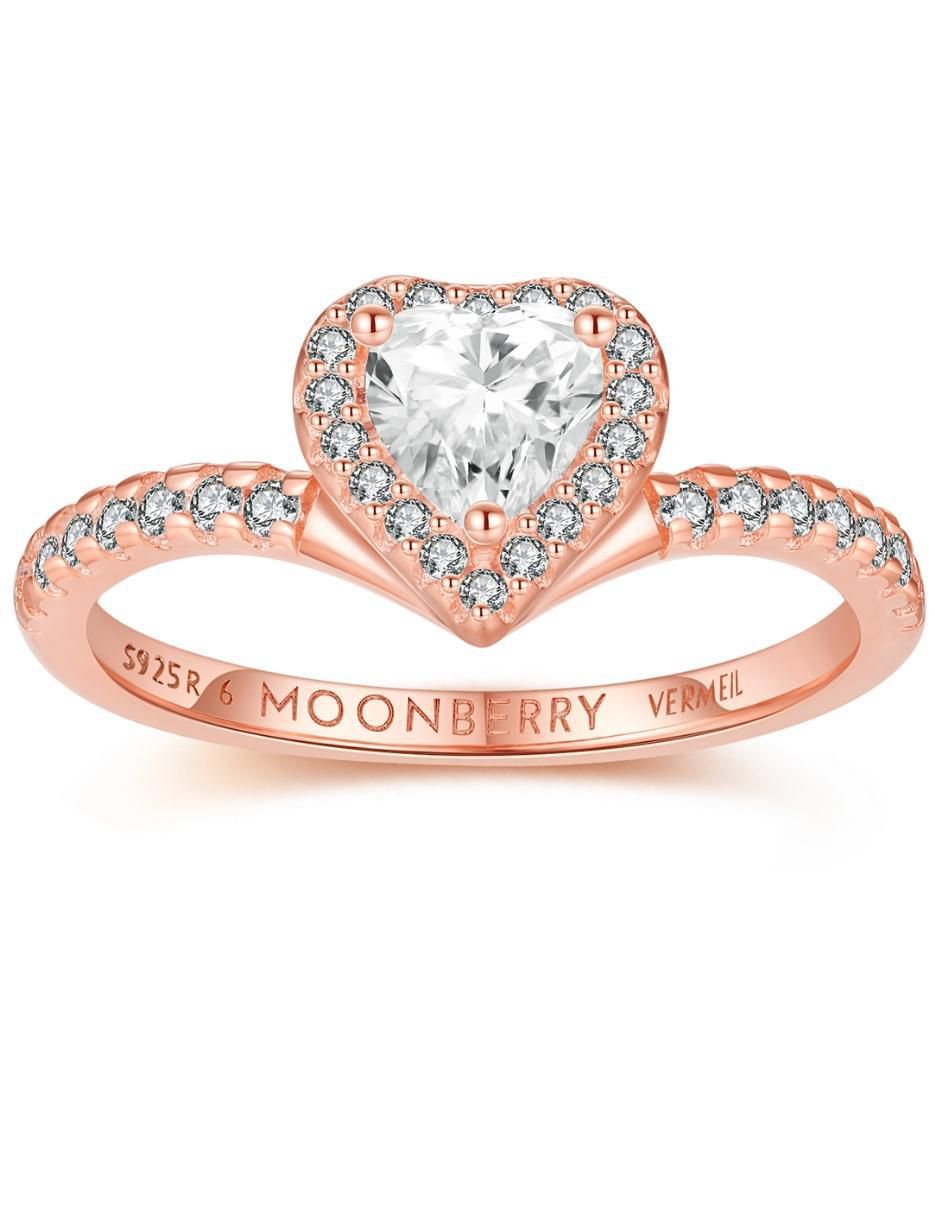 Anillo de corazón Eternity Moments de plata vermeil P 925 zirconia cúbica con acabado baño de oro rosa 8