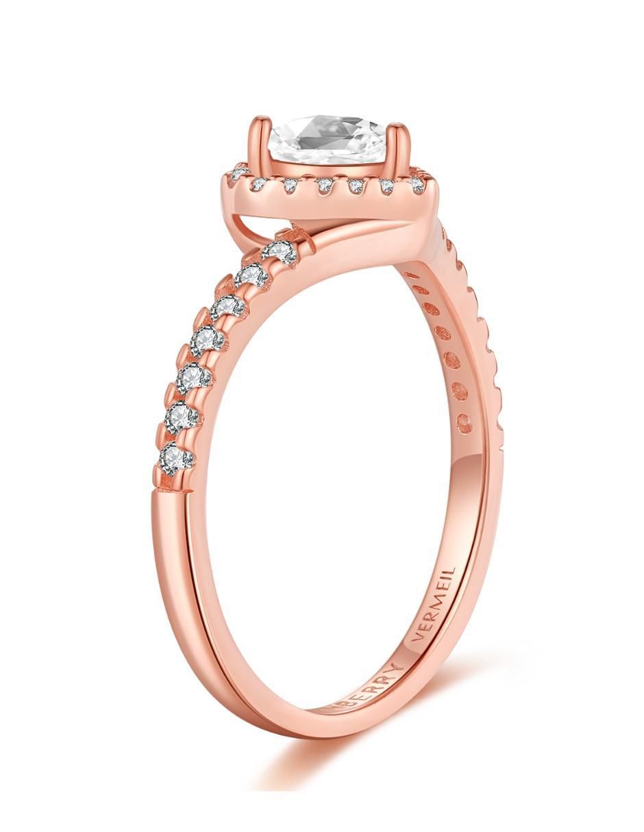 Anillo de corazón Eternity Moments de plata vermeil P 925 zirconia cúbica con acabado baño de oro rosa