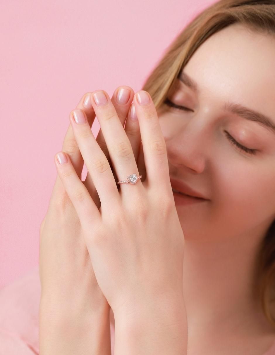 Anillo de corazón Eternity Moments de plata vermeil P 925 zirconia cúbica con acabado baño de oro rosa 5
