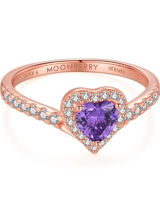 Anillo de corazón Eternity Moments de plata vermeil P 925 zirconia cúbica con acabado baño de oro rosa