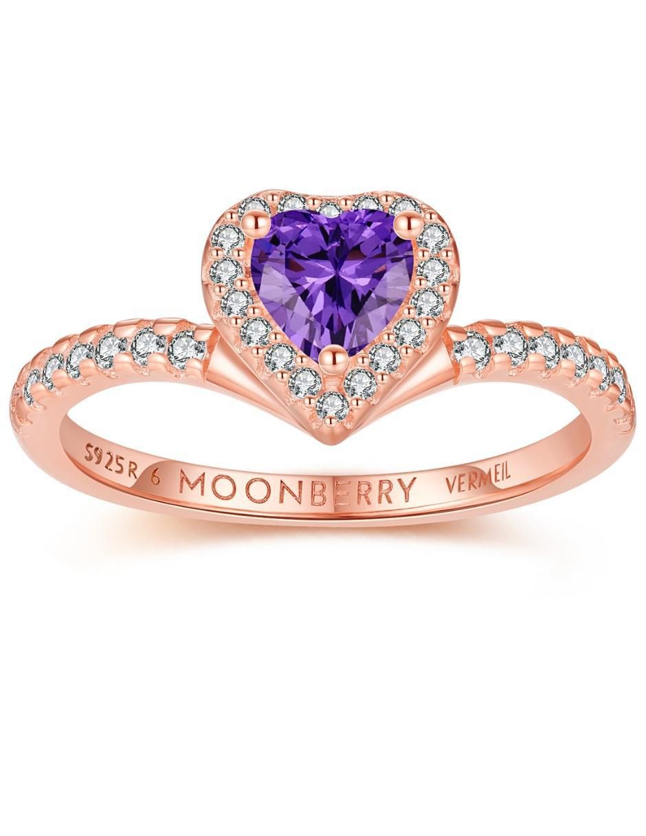 Anillo de corazón Eternity Moments de plata vermeil P 925 zirconia cúbica con acabado baño de oro rosa 8