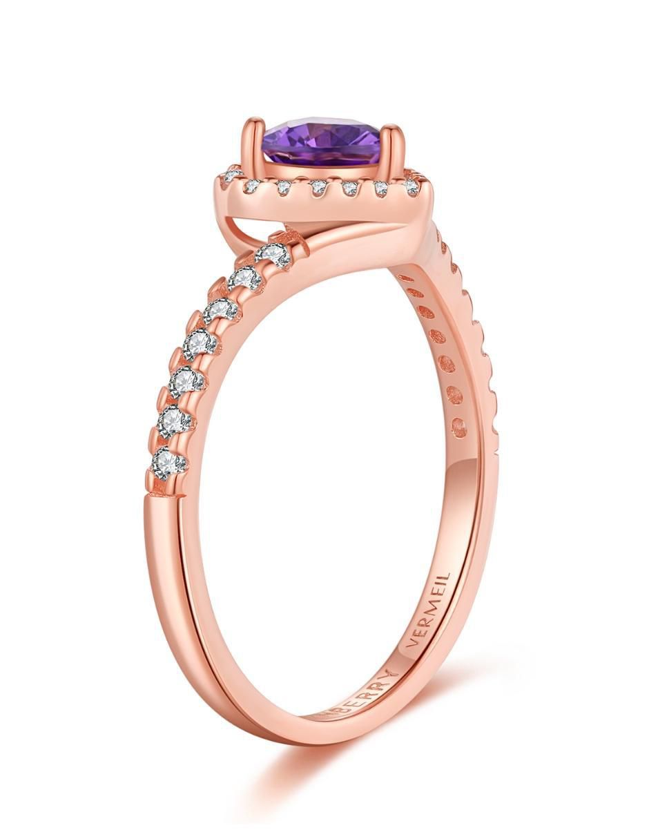Anillo de corazón Eternity Moments de plata vermeil P 925 zirconia cúbica con acabado baño de oro rosa