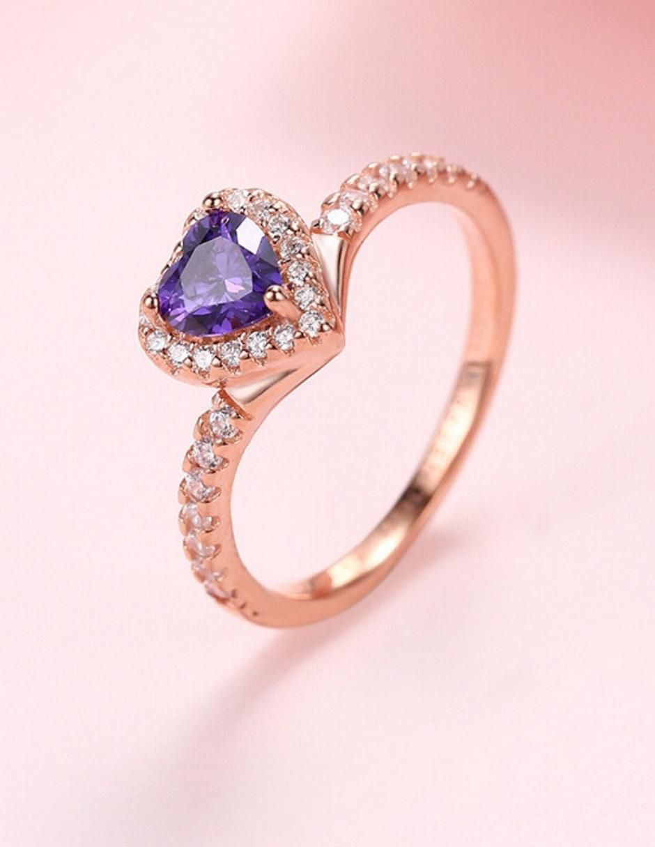 Anillo de corazón Eternity Moments de plata vermeil P 925 zirconia cúbica con acabado baño de oro rosa