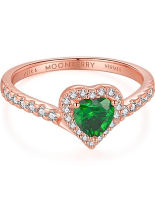 Anillo de corazón Eternity Moments de plata vermeil P 925 zirconia cúbica con acabado baño de oro rosa