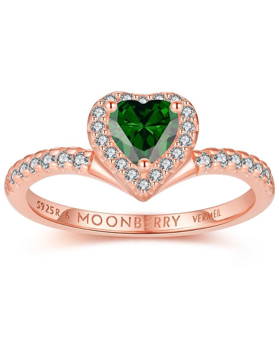 Anillo de corazón Eternity Moments de plata vermeil P 925 zirconia cúbica con acabado baño de oro rosa 7