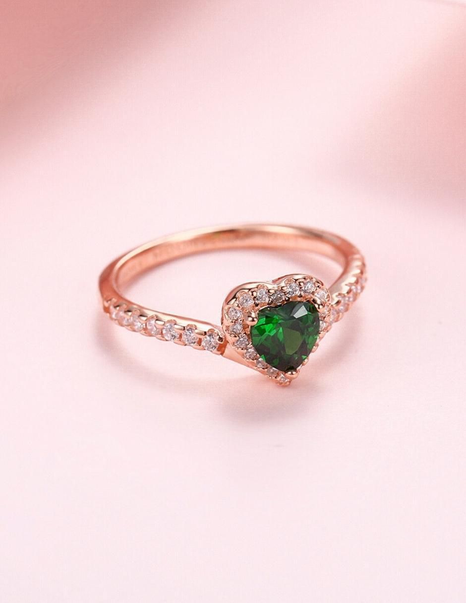 Anillo de corazón Eternity Moments de plata vermeil P 925 zirconia cúbica con acabado baño de oro rosa