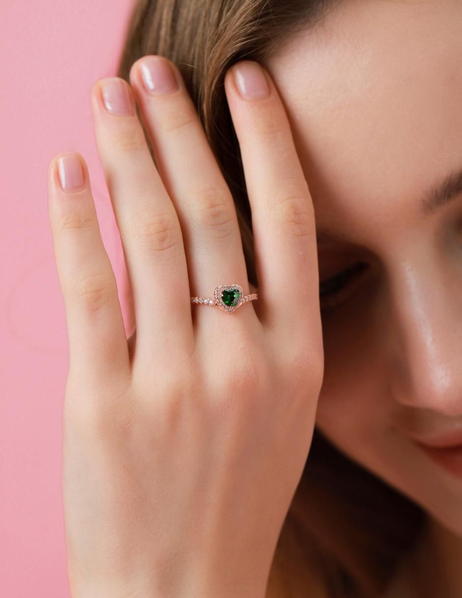 Anillo de corazón Eternity Moments de plata vermeil P 925 zirconia cúbica con acabado baño de oro rosa 8