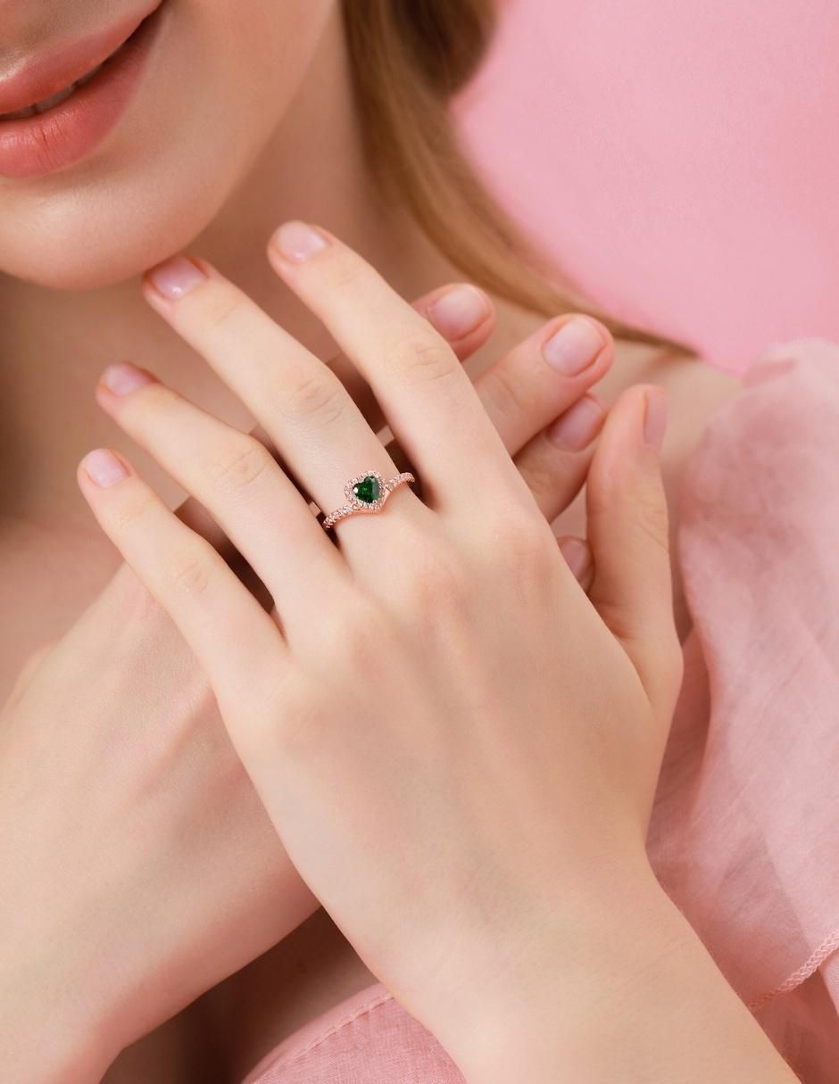 Anillo de corazón Eternity Moments de plata vermeil P 925 zirconia cúbica con acabado baño de oro rosa 11