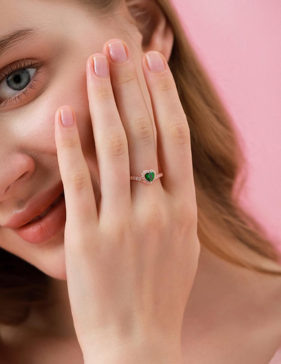 Anillo de corazón Eternity Moments de plata vermeil P 925 zirconia cúbica con acabado baño de oro rosa