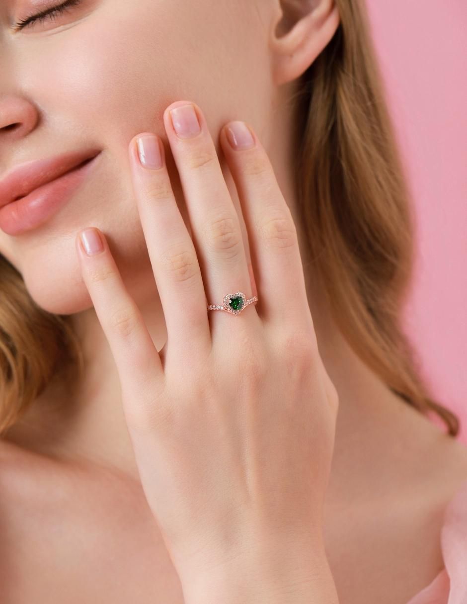 Anillo de corazón Eternity Moments de plata vermeil P 925 zirconia cúbica con acabado baño de oro rosa 10