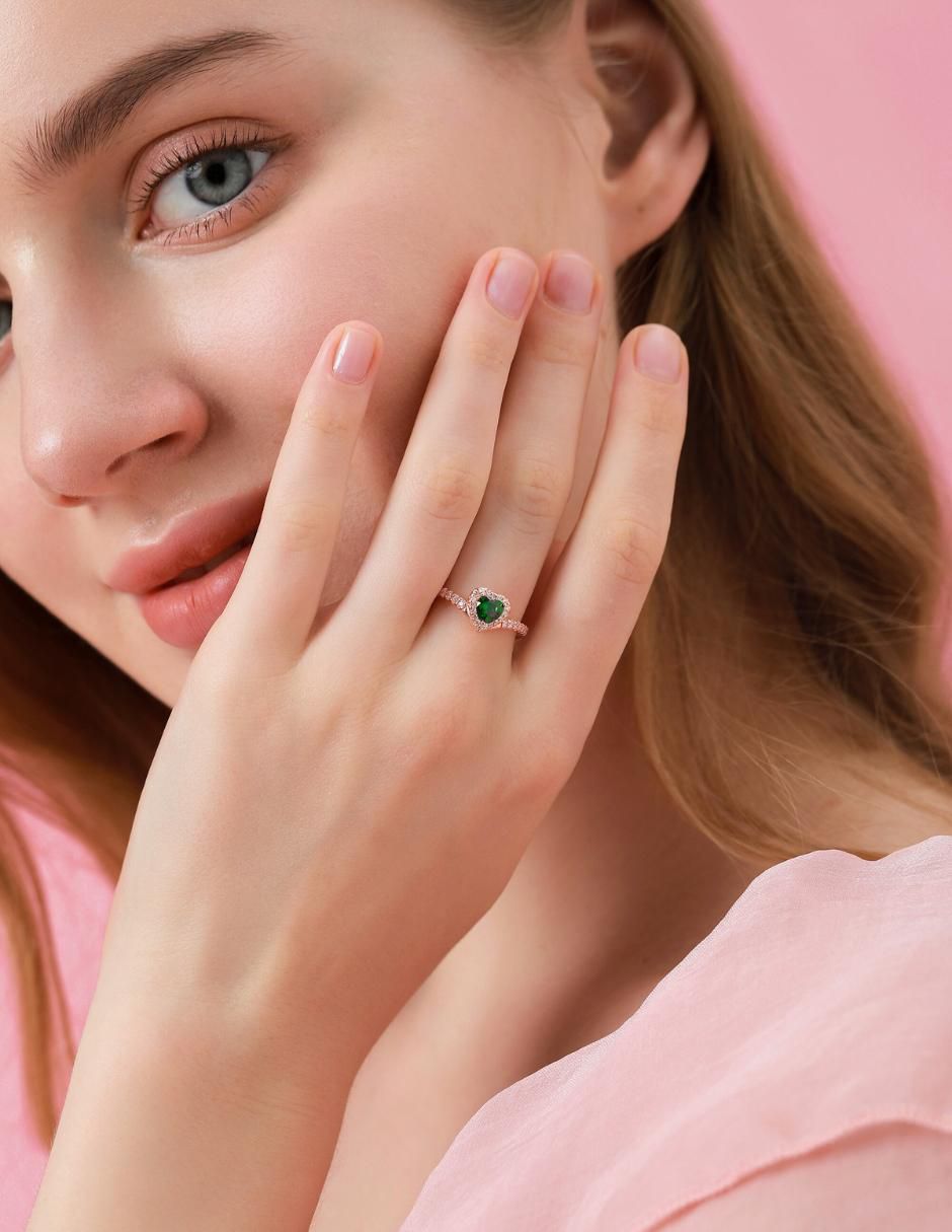 Anillo de corazón Eternity Moments de plata vermeil P 925 zirconia cúbica con acabado baño de oro rosa 6