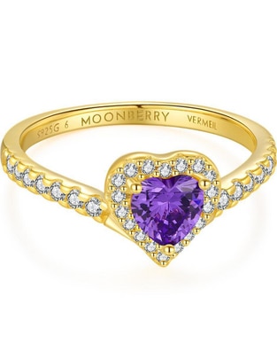 Anillo de corazón Eternity Moments de plata vermeil P 925 zirconia cúbica con acabado baño de oro Anillo de corazón Eternity Moments de plata vermeil P 925 zirconia cúbica con acabado baño de oro