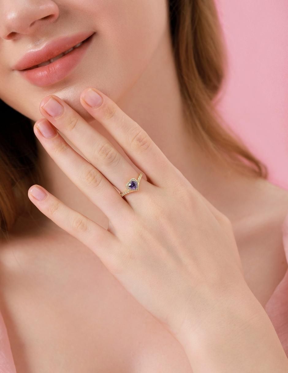 Anillo de corazón Eternity Moments de plata vermeil P 925 zirconia cúbica con acabado baño de oro 6