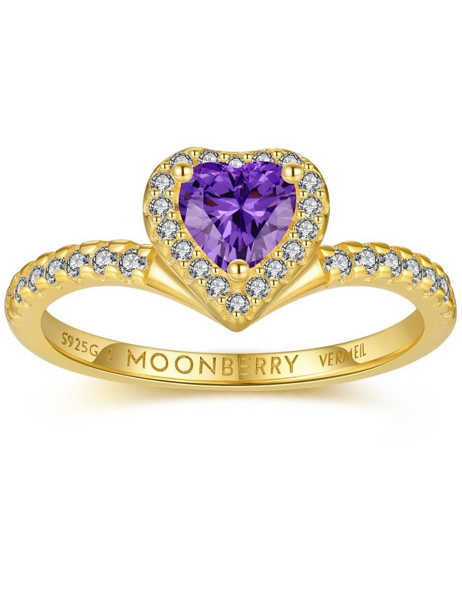 Anillo de corazón Eternity Moments de plata vermeil P 925 zirconia cúbica con acabado baño de oro 8