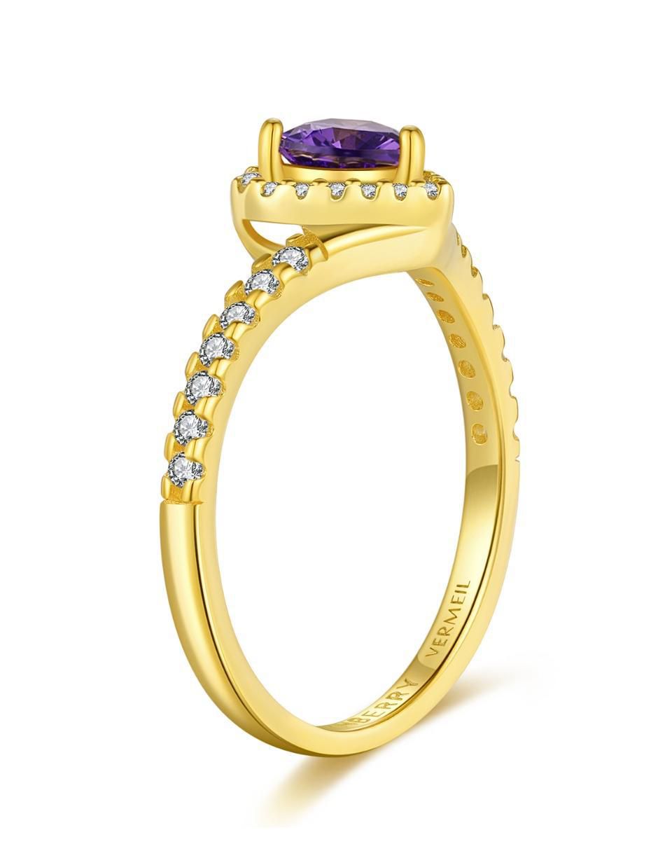 Anillo de corazón Eternity Moments de plata vermeil P 925 zirconia cúbica con acabado baño de oro