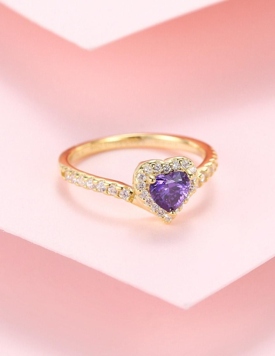 Anillo de corazón Eternity Moments de plata vermeil P 925 zirconia cúbica con acabado baño de oro 13