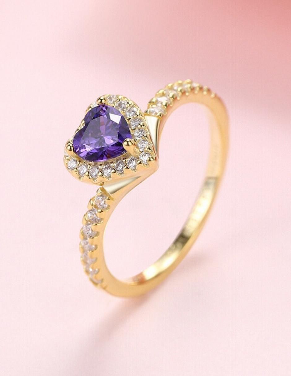 Anillo de corazón Eternity Moments de plata vermeil P 925 zirconia cúbica con acabado baño de oro