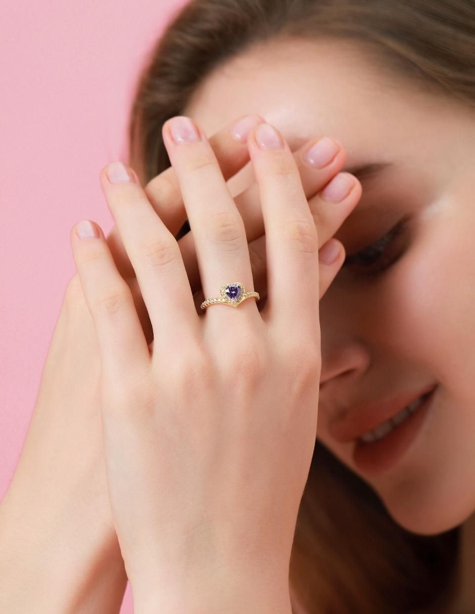 Anillo de corazón Eternity Moments de plata vermeil P 925 zirconia cúbica con acabado baño de oro 5