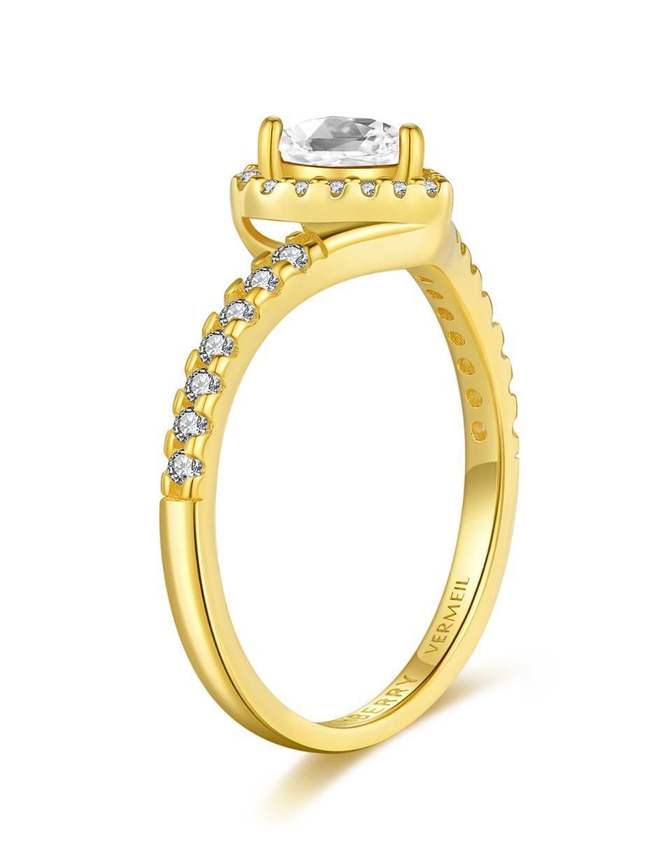 Anillo de corazón Eternity Moments de plata vermeil P 925 zirconia cúbica con acabado baño de oro