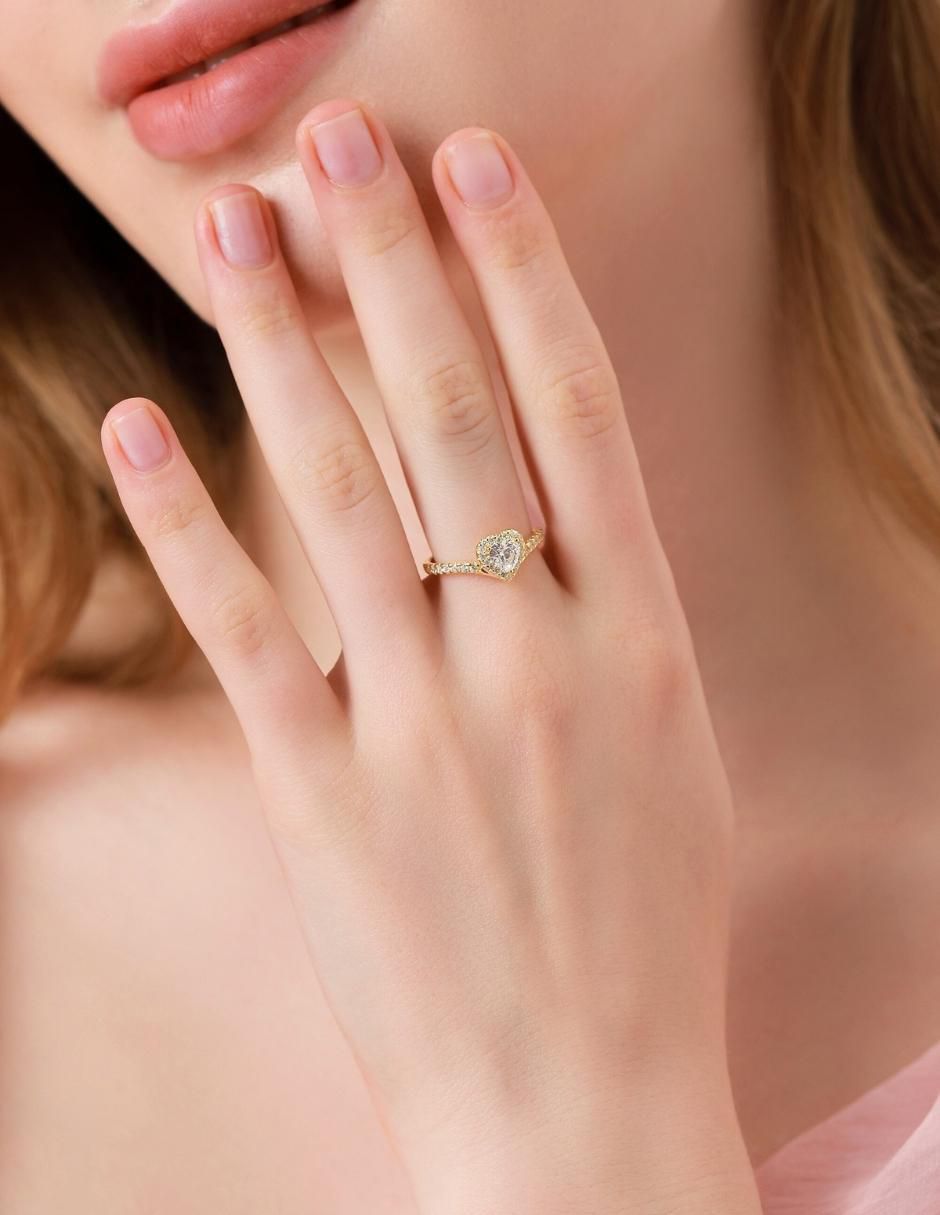 Anillo de corazón Eternity Moments de plata vermeil P 925 zirconia cúbica con acabado baño de oro 5