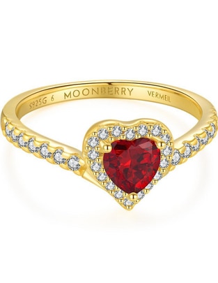 Anillo de corazón Eternity Moments de plata vermeil P 925 zirconia cúbica con acabado baño de oro Anillo de corazón Eternity Moments de plata vermeil P 925 zirconia cúbica con acabado baño de oro
