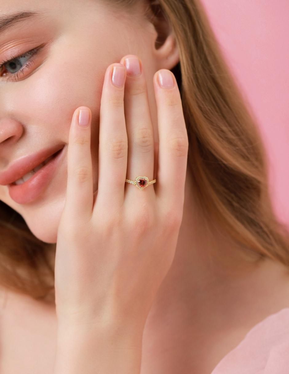 Anillo de corazón Eternity Moments de plata vermeil P 925 zirconia cúbica con acabado baño de oro 6