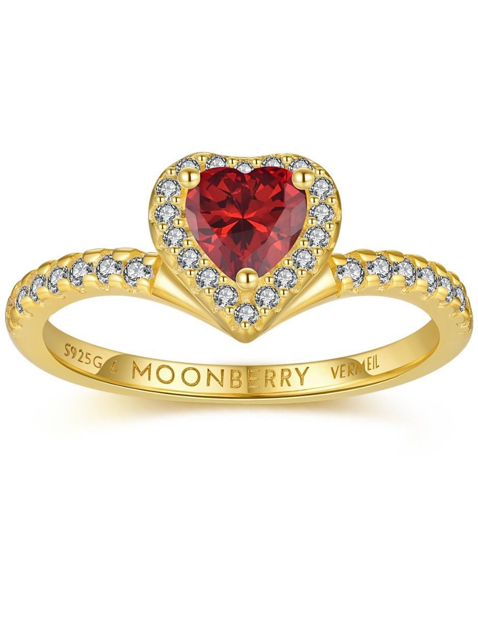 Anillo de corazón Eternity Moments de plata vermeil P 925 zirconia cúbica con acabado baño de oro 8