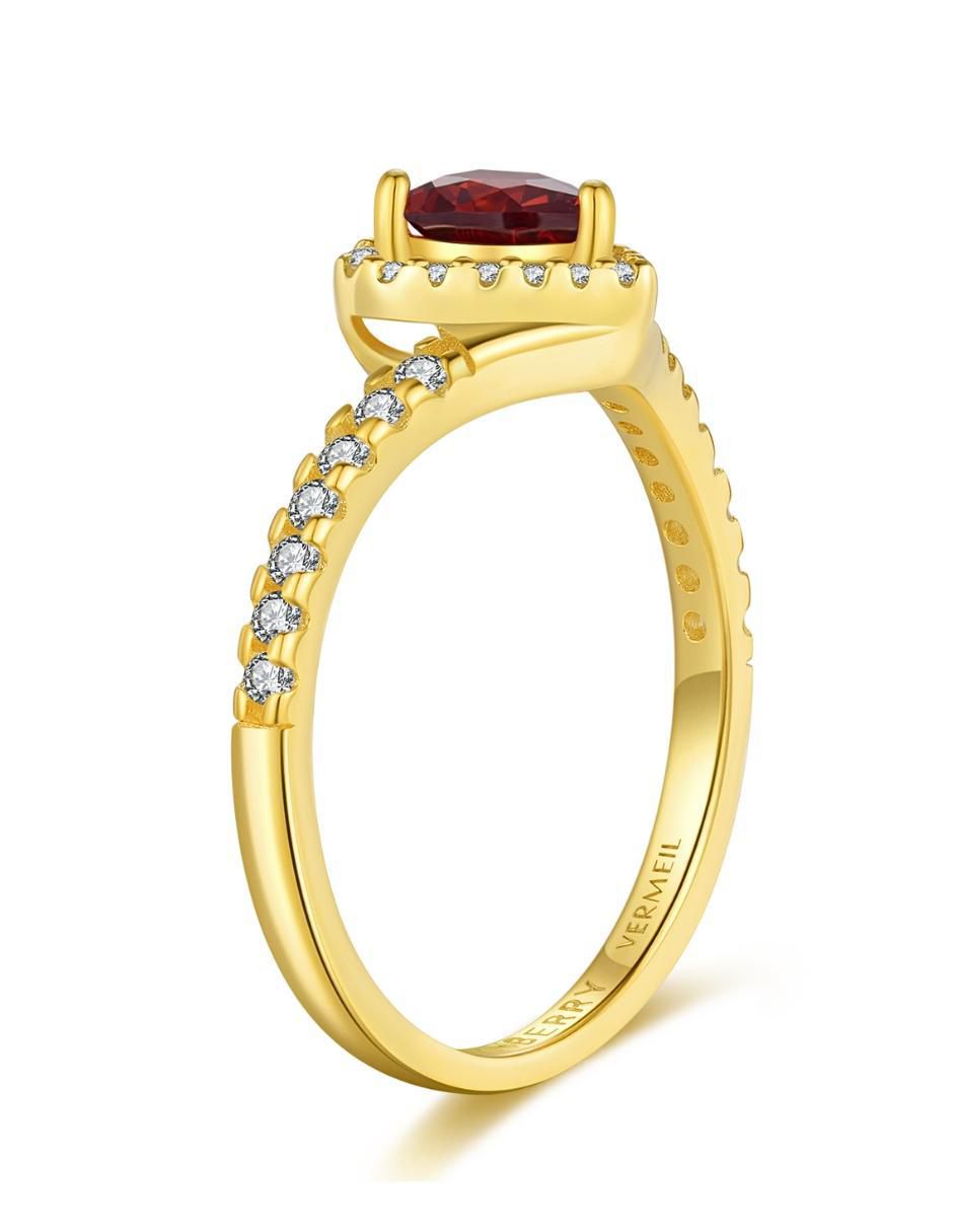 Anillo de corazón Eternity Moments de plata vermeil P 925 zirconia cúbica con acabado baño de oro