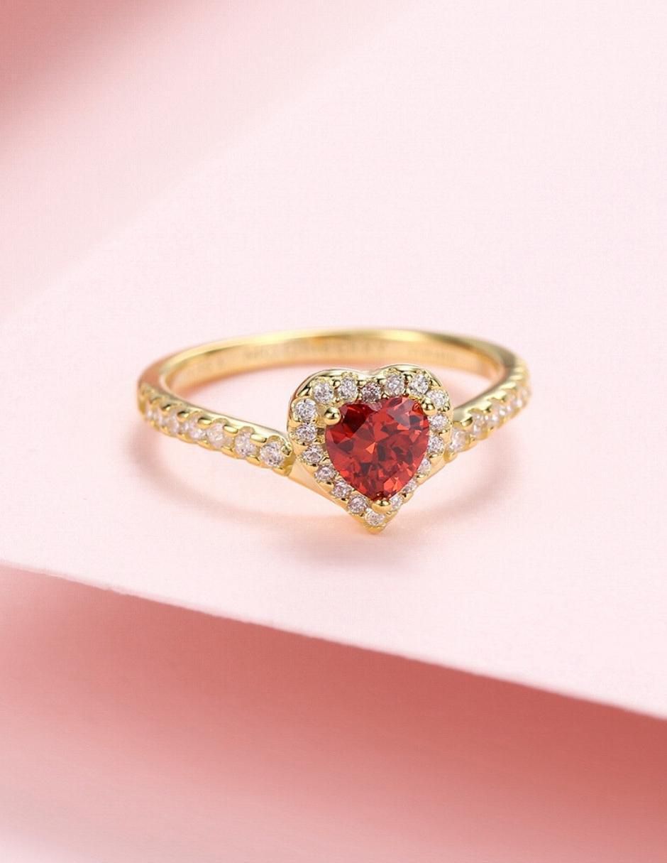 Anillo de corazón Eternity Moments de plata vermeil P 925 zirconia cúbica con acabado baño de oro 13