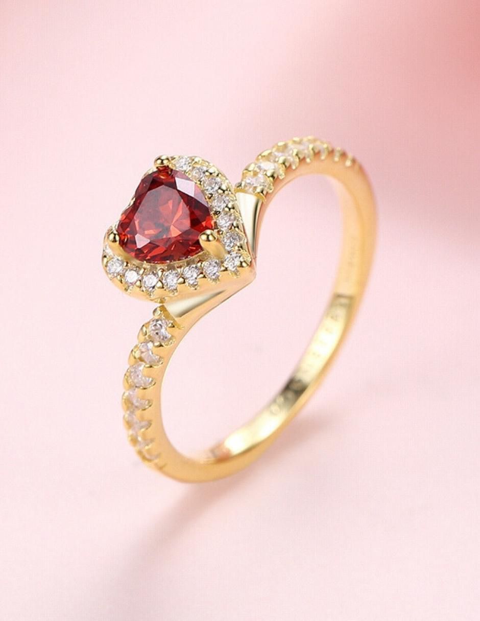 Anillo de corazón Eternity Moments de plata vermeil P 925 zirconia cúbica con acabado baño de oro