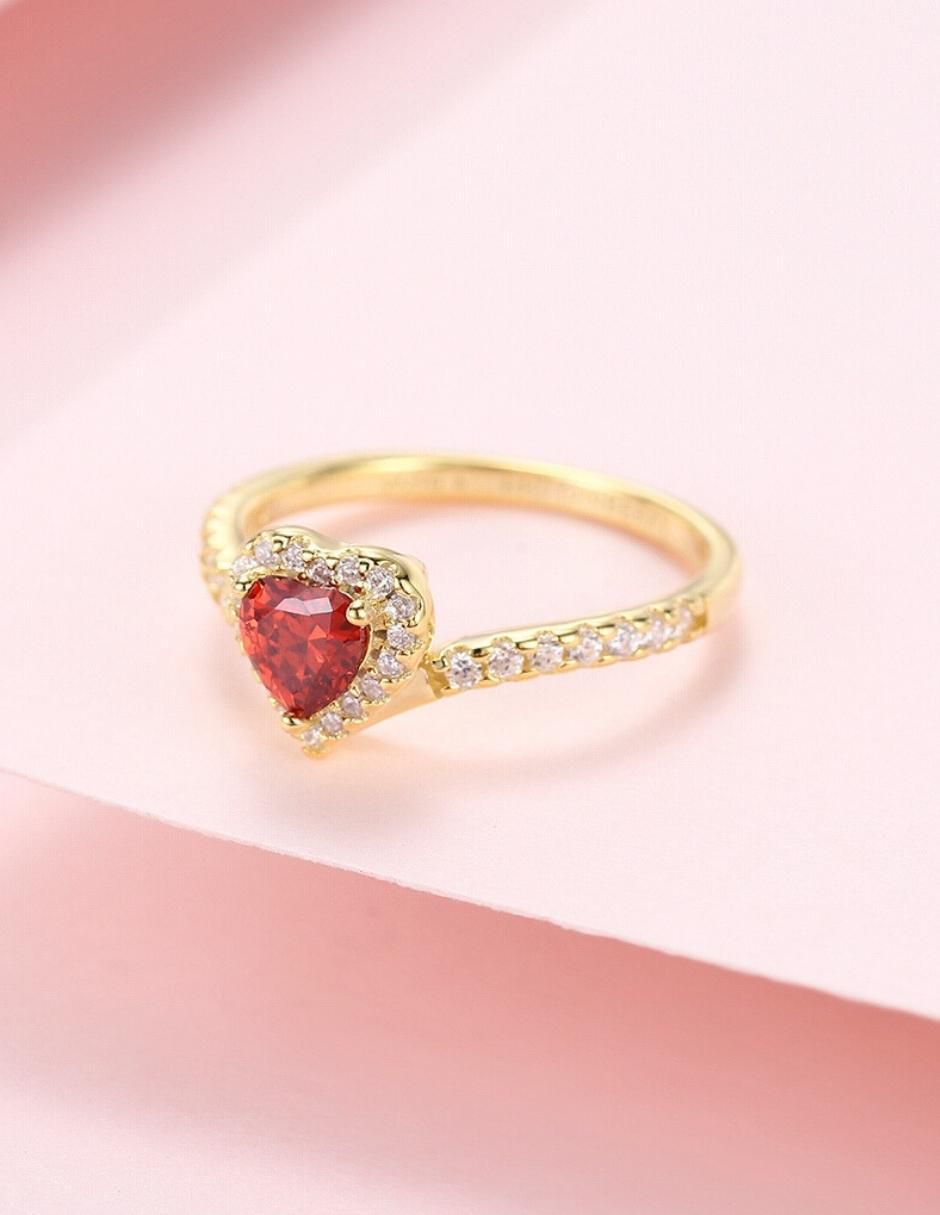Anillo de corazón Eternity Moments de plata vermeil P 925 zirconia cúbica con acabado baño de oro 9