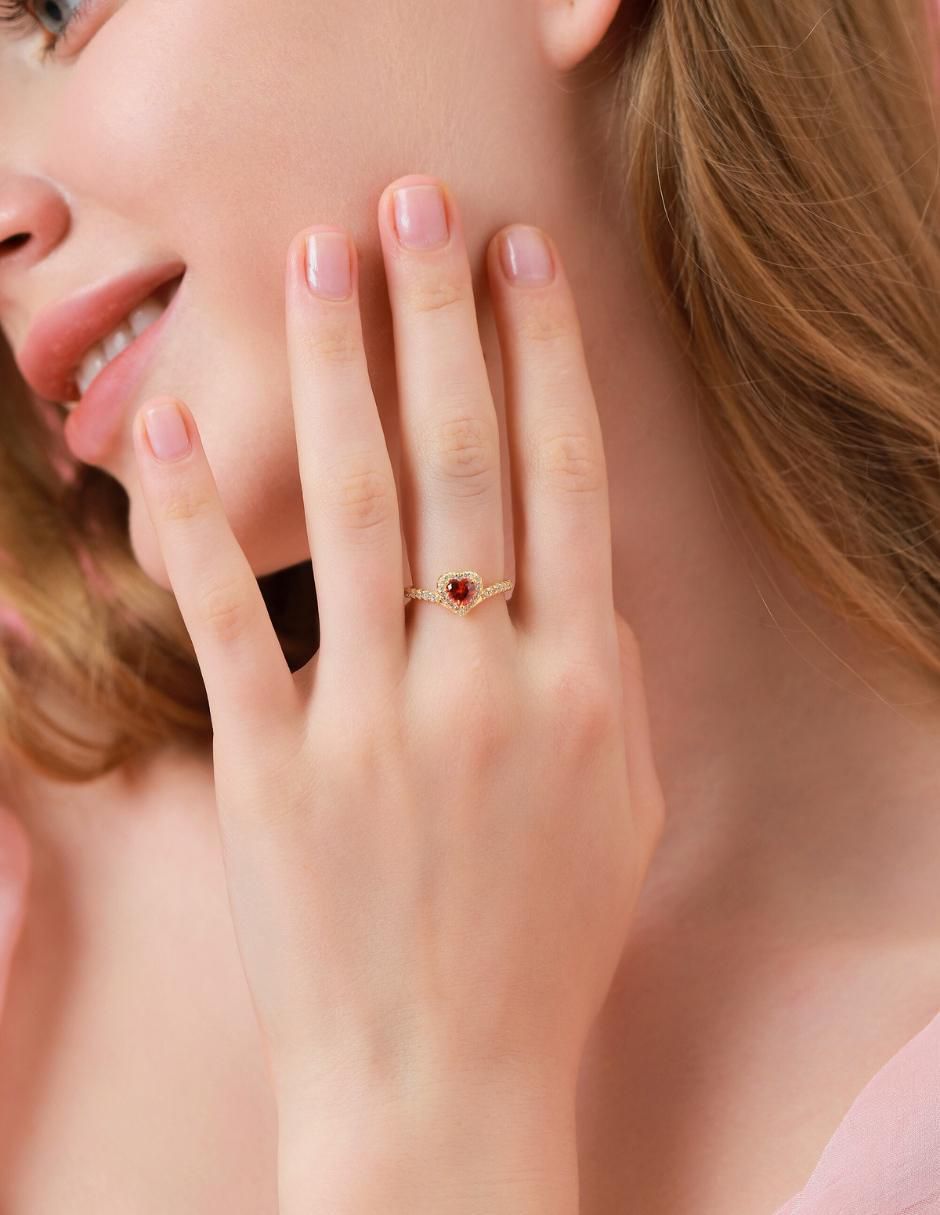Anillo de corazón Eternity Moments de plata vermeil P 925 zirconia cúbica con acabado baño de oro 12