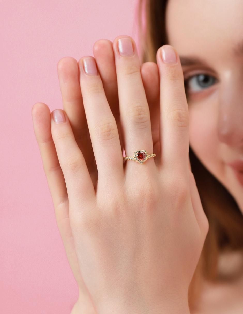 Anillo de corazón Eternity Moments de plata vermeil P 925 zirconia cúbica con acabado baño de oro 5