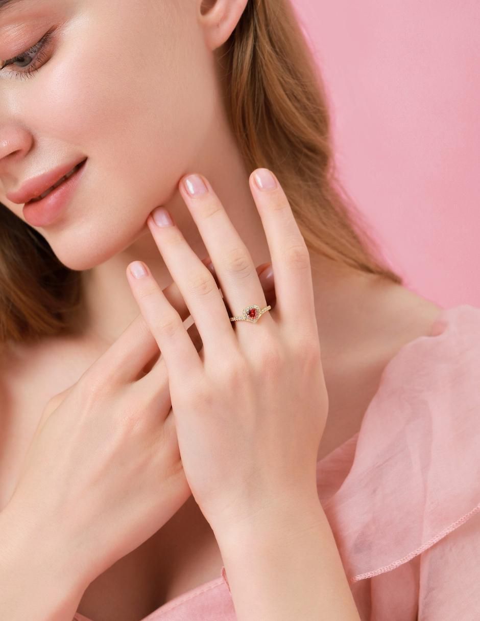 Anillo de corazón Eternity Moments de plata vermeil P 925 zirconia cúbica con acabado baño de oro 11