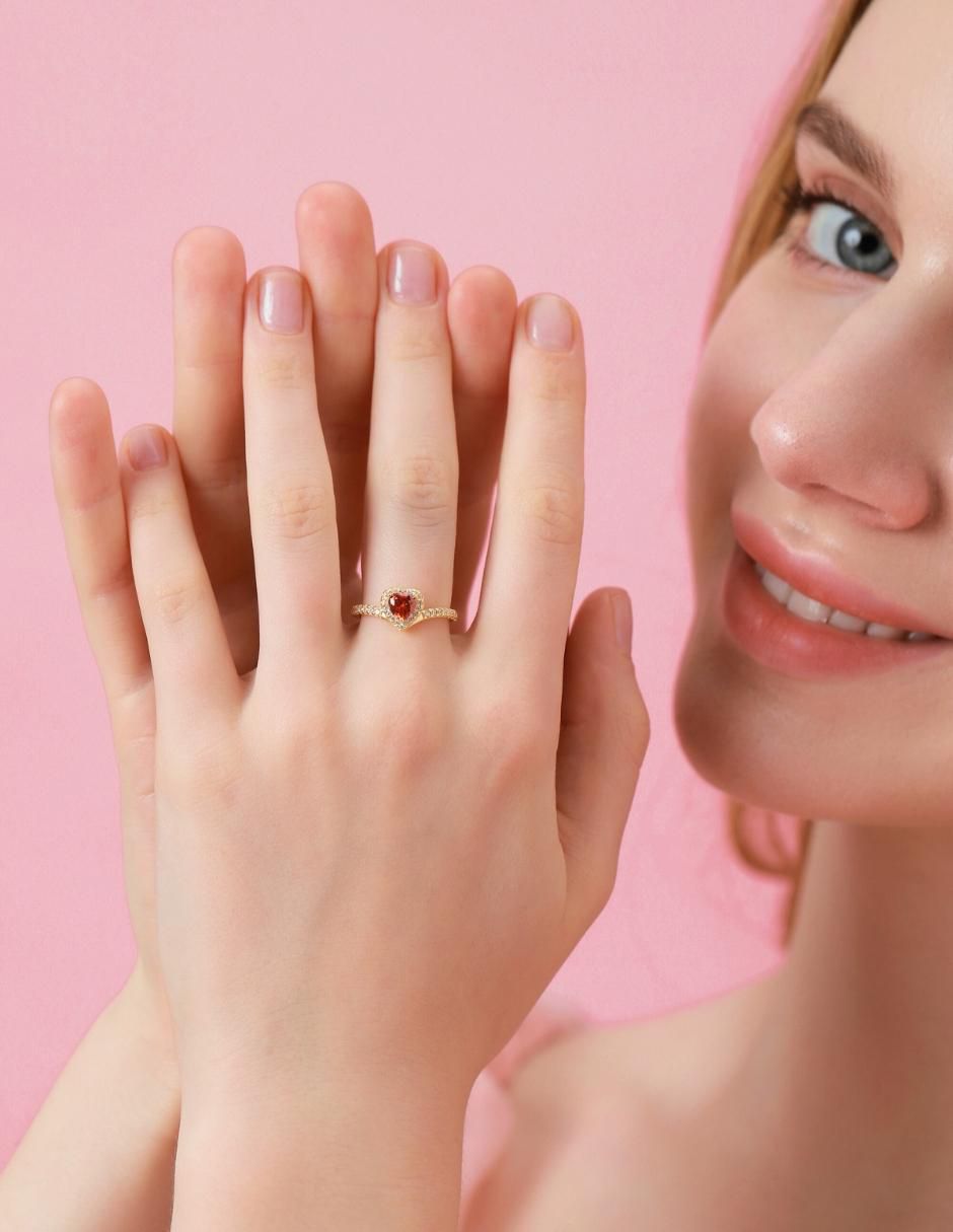 Anillo de corazón Eternity Moments de plata vermeil P 925 zirconia cúbica con acabado baño de oro 7