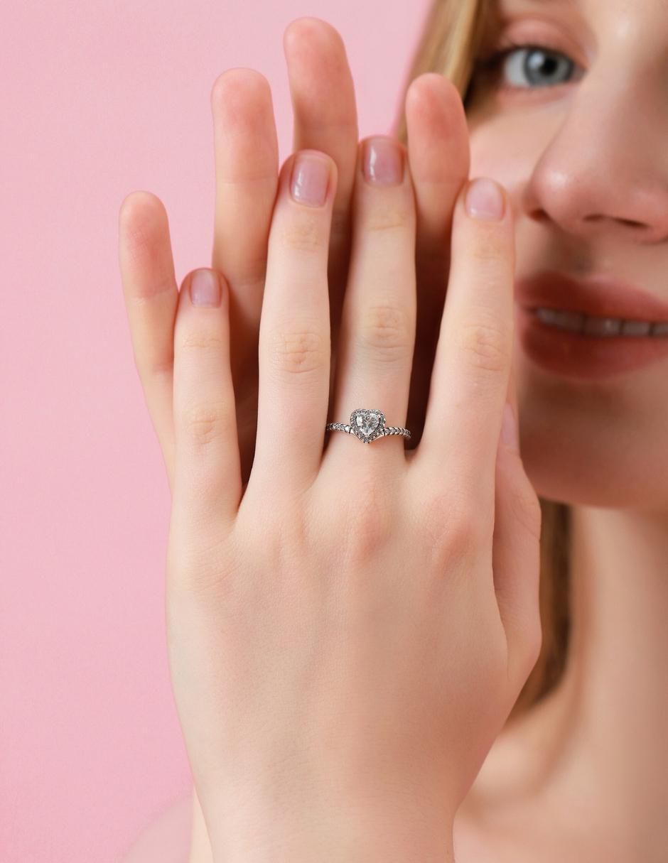 Anillo de corazón Eternity Moments P 925 de plata zirconia cúbica brillante 12