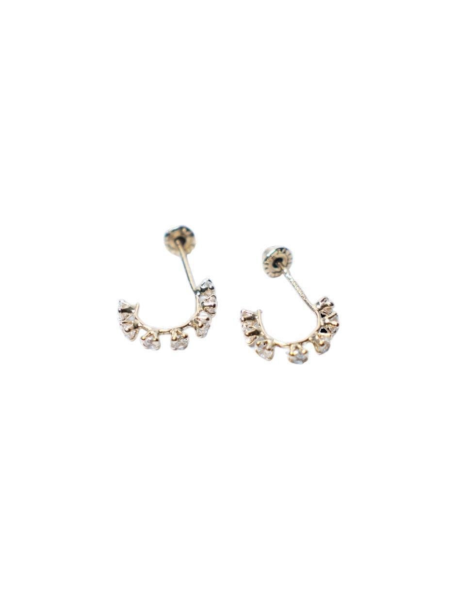 Aretes de media luna de oro 10 K con acabado pavé Aretes de media luna de oro 10 K con acabado pavé